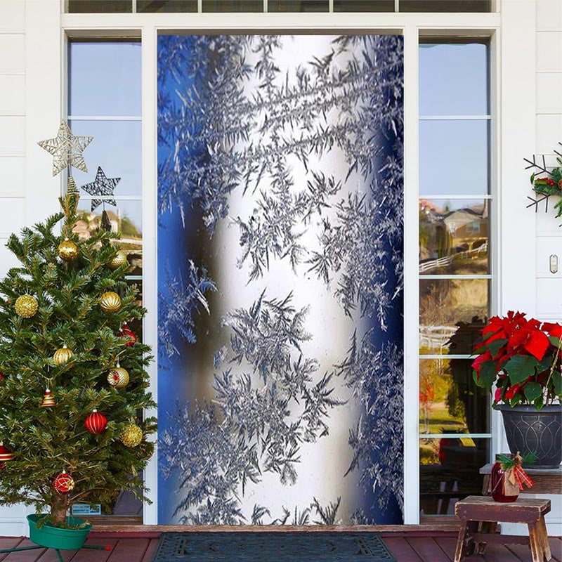 Aperturee - Blue Sliver Snowflake Simple Christmas Door Cover