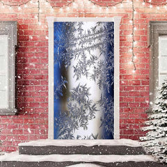 Aperturee - Blue Sliver Snowflake Simple Christmas Door Cover