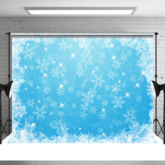 Aperturee - Blue Snowflake Glitter Winter Christmas Backdrop