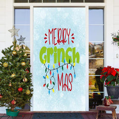 Aperturee - Blue Snowflake Merry Christmas Door Cover Decoration