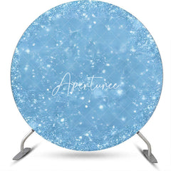 Aperturee - Blue Sparkling Simple Sky Round Birthday Backdrop