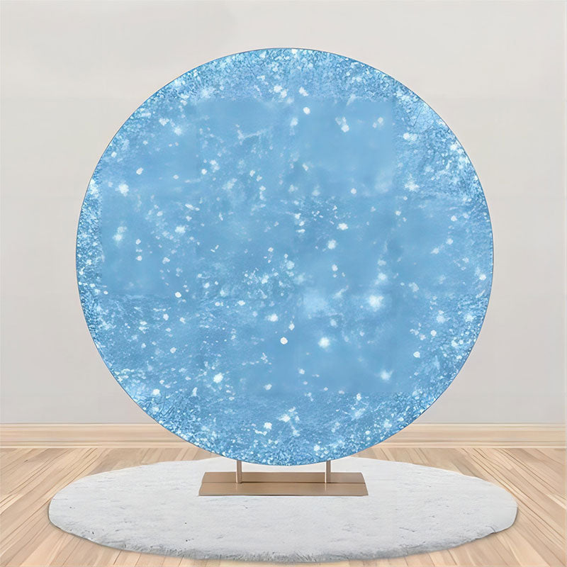 Aperturee - Blue Sparkling Simple Sky Round Birthday Backdrop