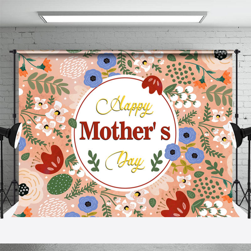 Aperturee - Blue Spring Flowers Happy Mothers Day Party Backdrop