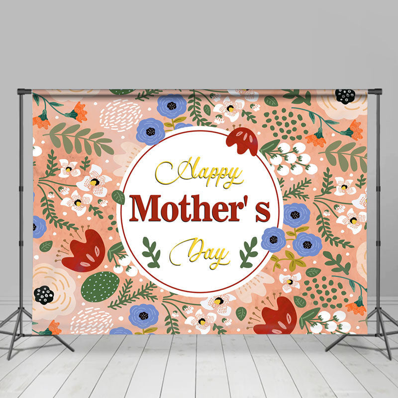 Aperturee - Blue Spring Flowers Happy Mothers Day Party Backdrop