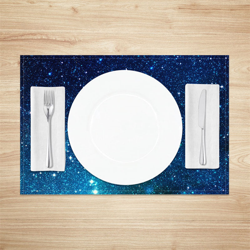 Aperturee - Blue Starry Sky Stars Dining Set Of 4 Placemats