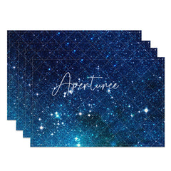 Aperturee - Blue Starry Sky Stars Dining Set Of 4 Placemats