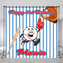 Aperturee - Blue Stripe Baseball Custom 3rd Birthday Backdrop