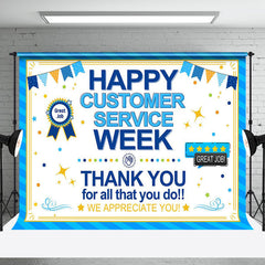 Aperturee - Blue Stripe Happy Customer Service Week Backdrop