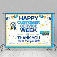 Aperturee - Blue Stripe Happy Customer Service Week Backdrop