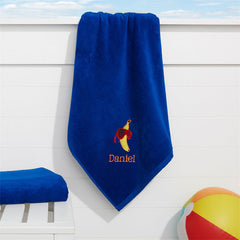 Aperturee - Blue Tasty Fruits Embroidered Holiday Beach Towel