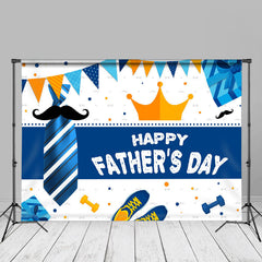 Aperturee - Blue Tie Crown Gift Flags Backdrop For Fathers Day