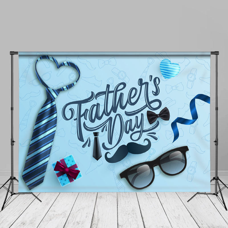 Aperturee - Blue Tie Glasses Fathers Day Photography Backdrop