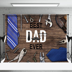 Aperturee - Blue Tie Tool Retro Wooden Wall Fathers Day Backdrop