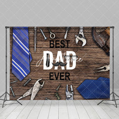 Aperturee - Blue Tie Tool Retro Wooden Wall Fathers Day Backdrop