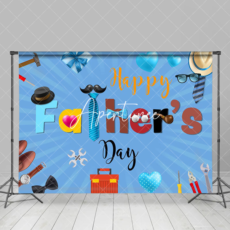 Aperturee - Blue Tie Various Gifts Happy Fathers Day Backdrop