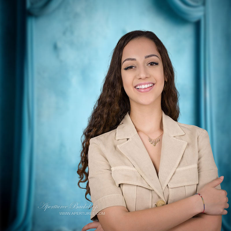 Aperturee - Blue Turquoise Stage Curtain Photo Studio Backdrop