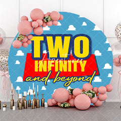 Aperturee - Blue Two Infinity And Beyond Round Birthday Backdrop