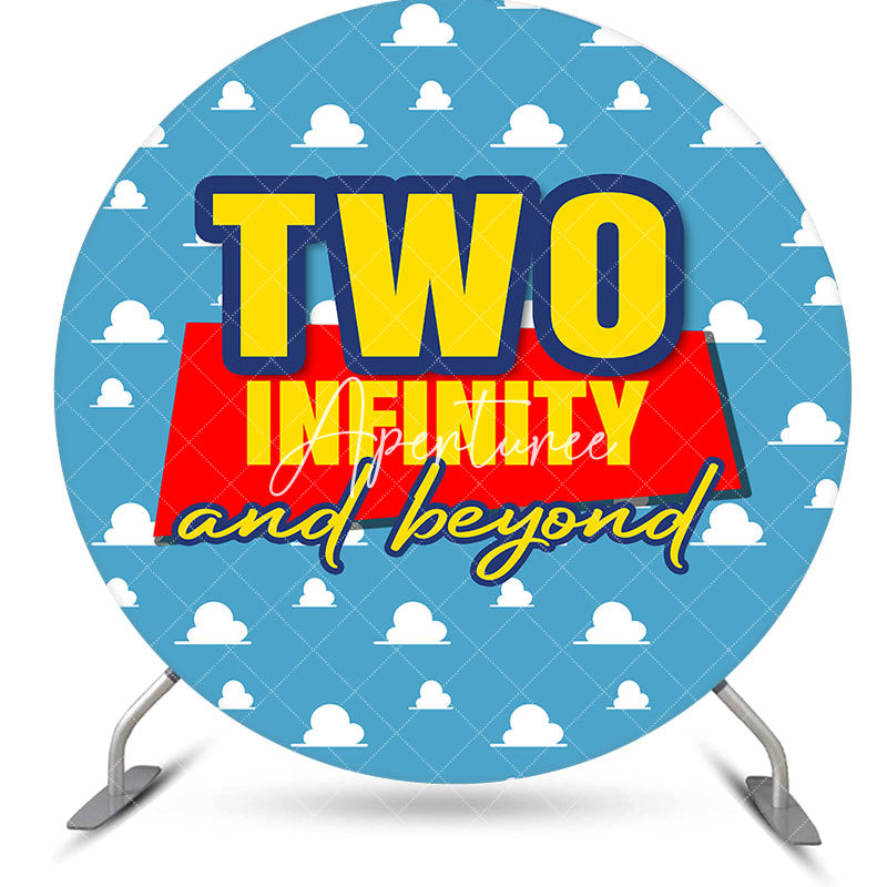 Aperturee - Blue Two Infinity And Beyond Round Birthday Backdrop