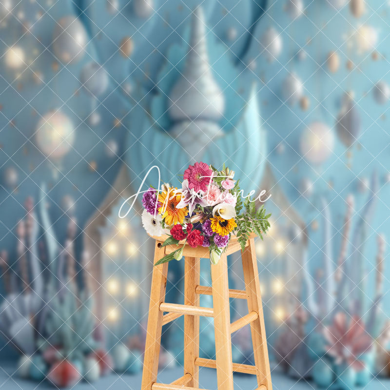 Aperturee - Blue Undersea Light Mermaid Backdrop For Cake Smash