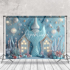 Aperturee - Blue Undersea Light Mermaid Backdrop For Cake Smash