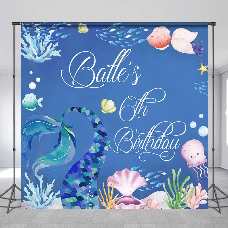 Aperturee - Blue Undersea Lives Bubble Custom Birthday Backdrop