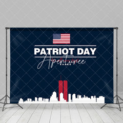 Aperturee - Blue Usa Flag City Silhouette Patriot Day Backdrop