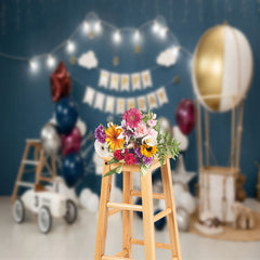 Aperturee - Blue Wall Balloon 1st Birthday Cake Smash Backdrop