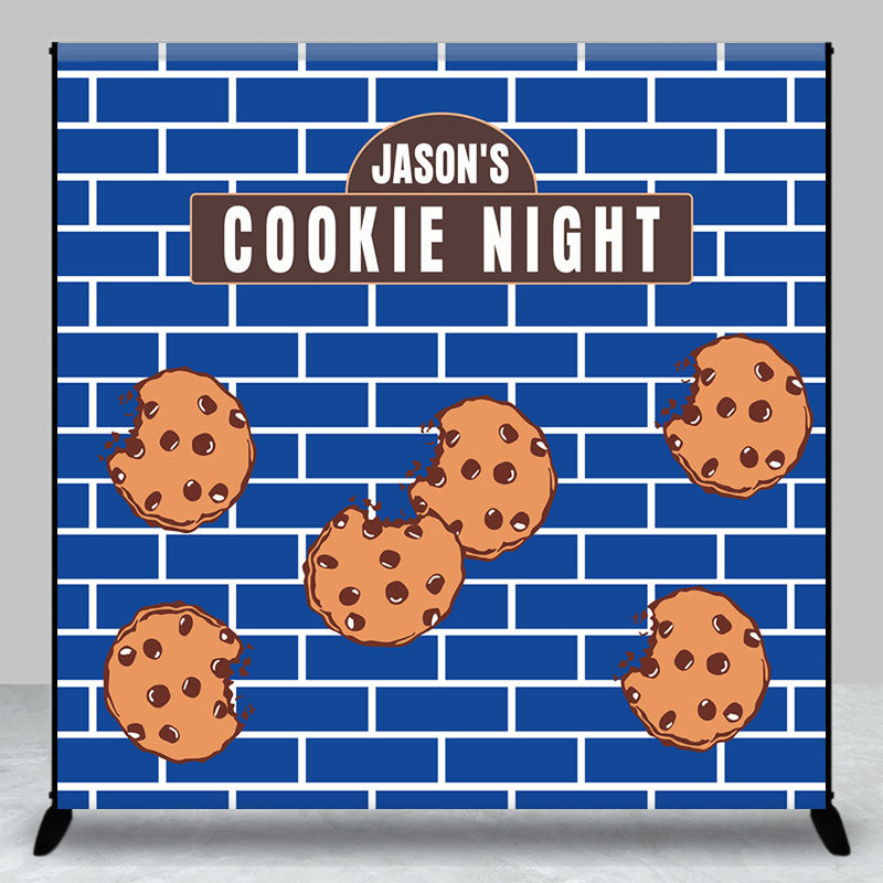 Aperturee - Blue Wall Custom Name Cookie Night Party Backdrop