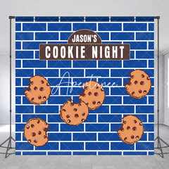 Aperturee - Blue Wall Custom Name Cookie Night Party Backdrop