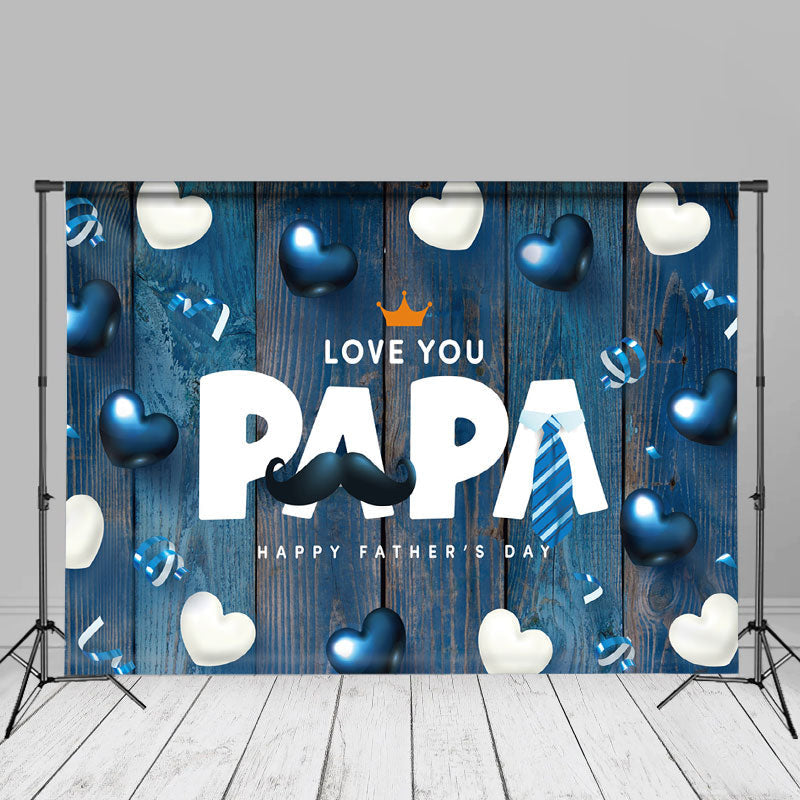 Aperturee - Blue White Balloons Wood Fathers Day Photo Backdrop