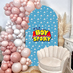 Aperturee - Blue White Cloud Boy Story Baby Shower Arch Backdrop