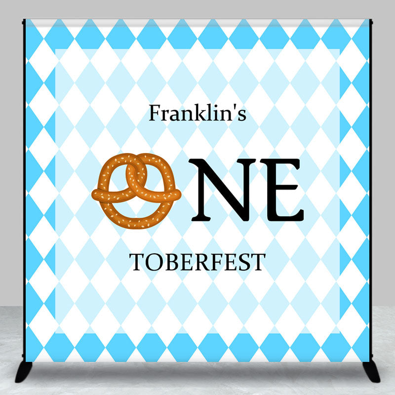 Aperturee - Blue White Custom Name One Toberfest Party Backdrop