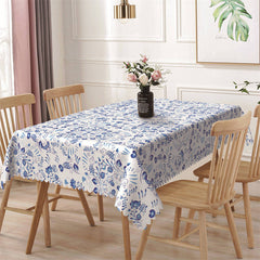 Aperturee - Blue White Dense Pattern Dining Rectangle Tablecloth