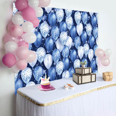 Aperturee - Blue White Glitter Balloon Star Birthday Backdrop