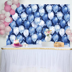 Aperturee - Blue White Glitter Balloon Star Birthday Backdrop