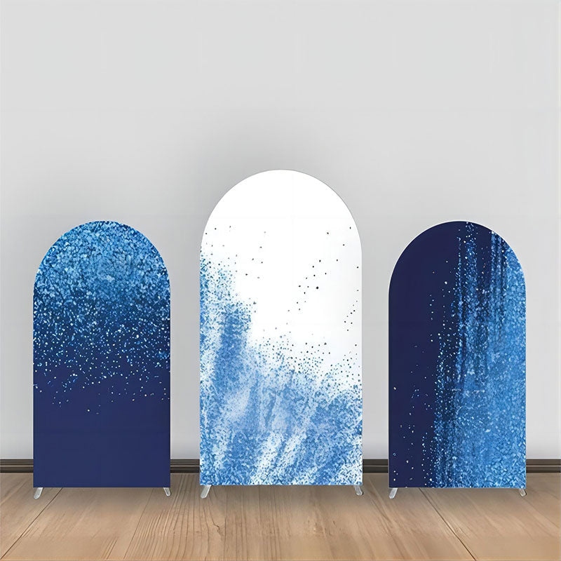 Aperturee - Blue White Glitter Ink Arch Backdrop Kit For Party