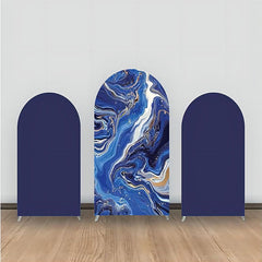 Aperturee - Blue White Gold Marble Abstract Arch Backdrop Kit