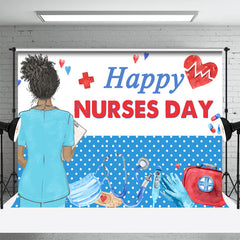 Aperturee - Blue White Happy Nurses Day Thank You Party Backdrop