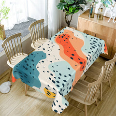 Aperturee - Blue White Patterns Black Spots Rectangle Tablecloth