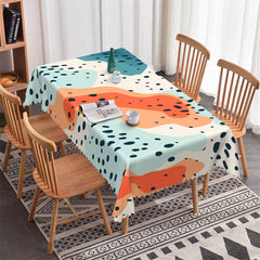 Aperturee - Blue White Patterns Black Spots Rectangle Tablecloth