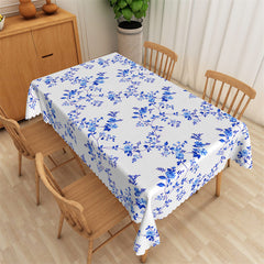 Aperturee - Blue White Porcelain Pattern Rectangle Tablecloth