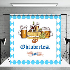 Aperturee - Blue White Rhombus 2024 Oktoberfest Party Backdrop