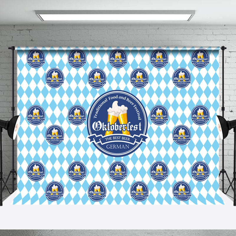 Aperturee - Blue White Rhombus The Best Beer Oktoberfest Backdrop