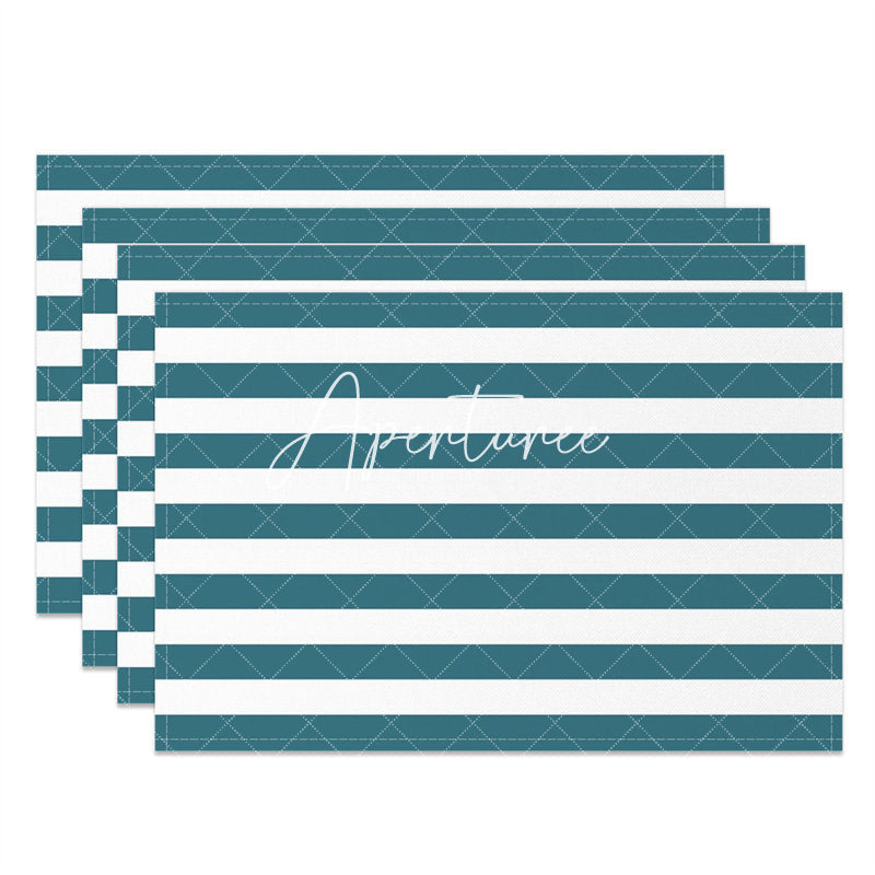 Aperturee - Blue White Stripes Set Of 4 Placemats For Dining