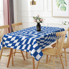 Aperturee - Blue White Twisted Grid Simple Rectangle Tablecloth