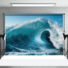 Aperturee - Blue White Violent Waves Simple Photography Backdrop