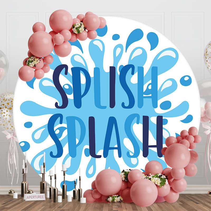 Aperturee - Blue White Water Splish Splash Round Party Backdrop