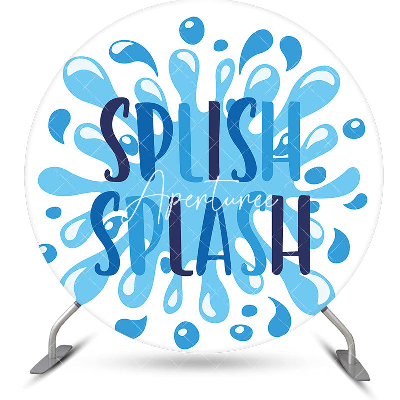 Aperturee - Blue White Water Splish Splash Round Party Backdrop