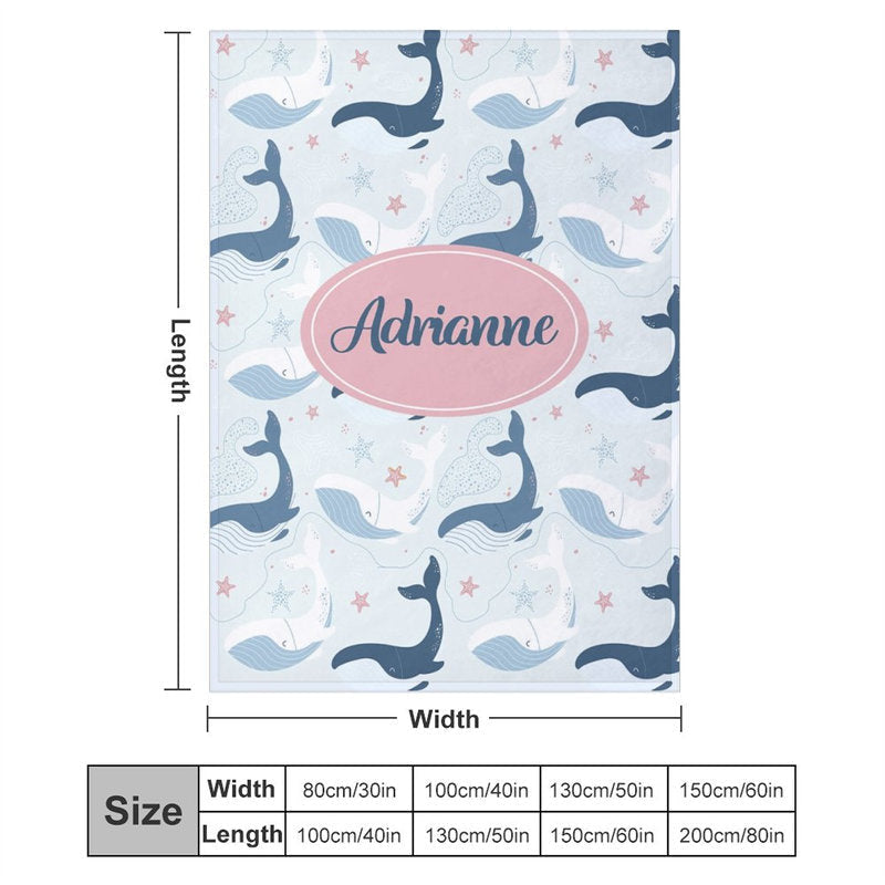 Lofaris Blue White Whales Stars Step And Repeat Custom Blanket