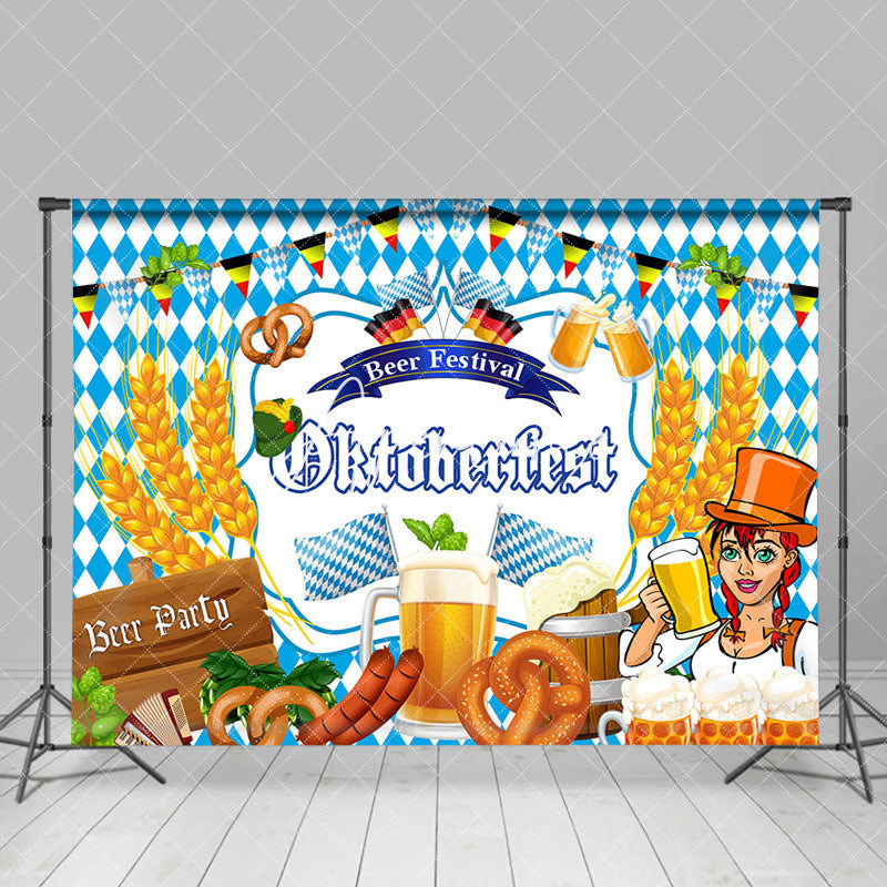 Aperturee - Blue White Wheat Oktoberfest Beer Party Backdrop